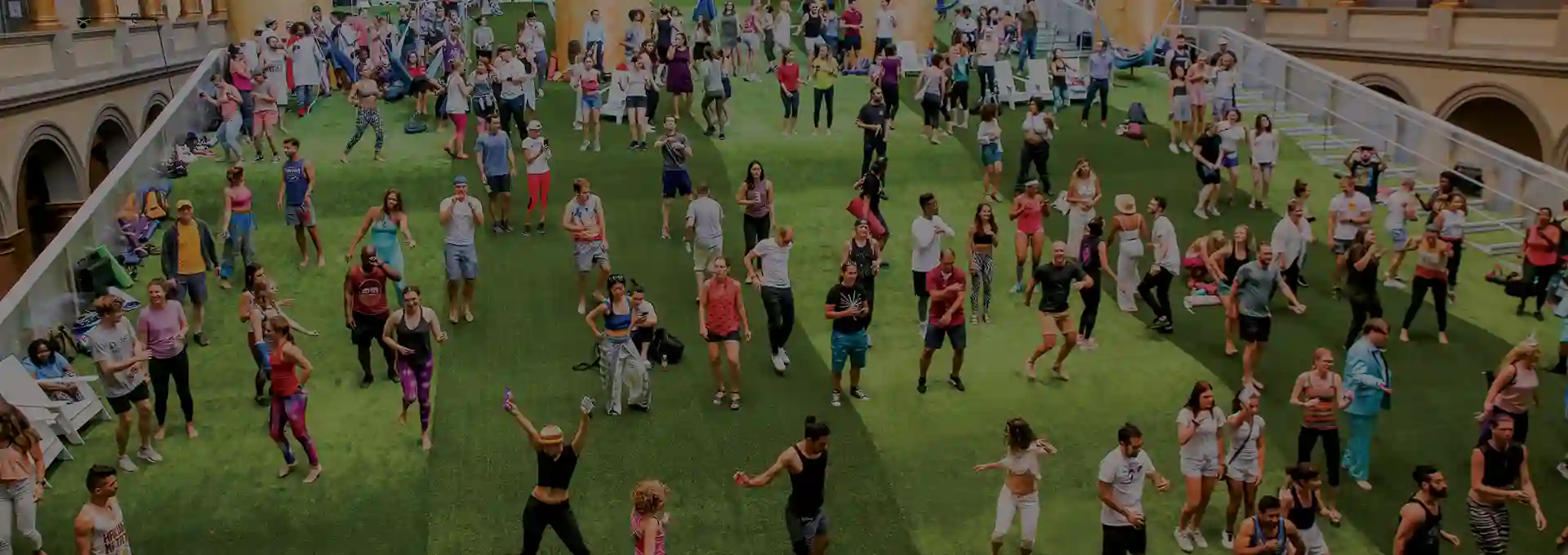 image of syn lawn artificial grass with people dancing and having fun
