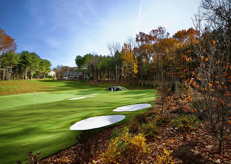 Augusta 12th hole replica using SYNLawn Golf synthetic grass at Western New York home