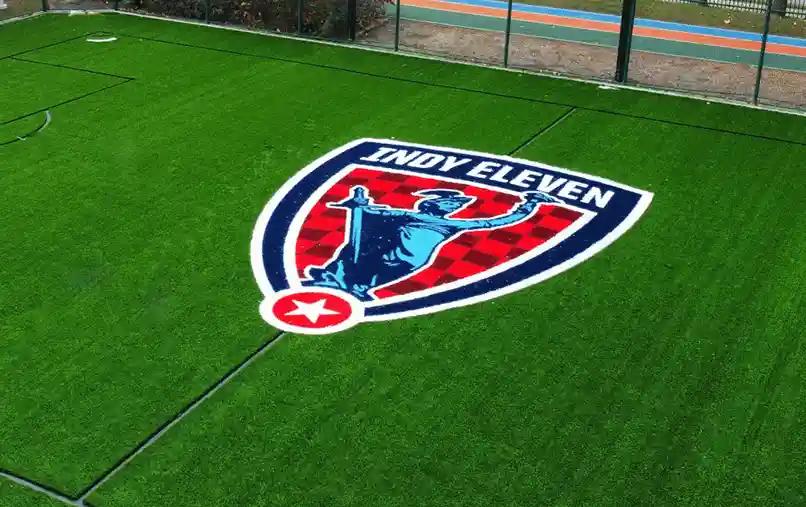 image of the Indy Eleven logo made out of colored SYNLawn artificial grass