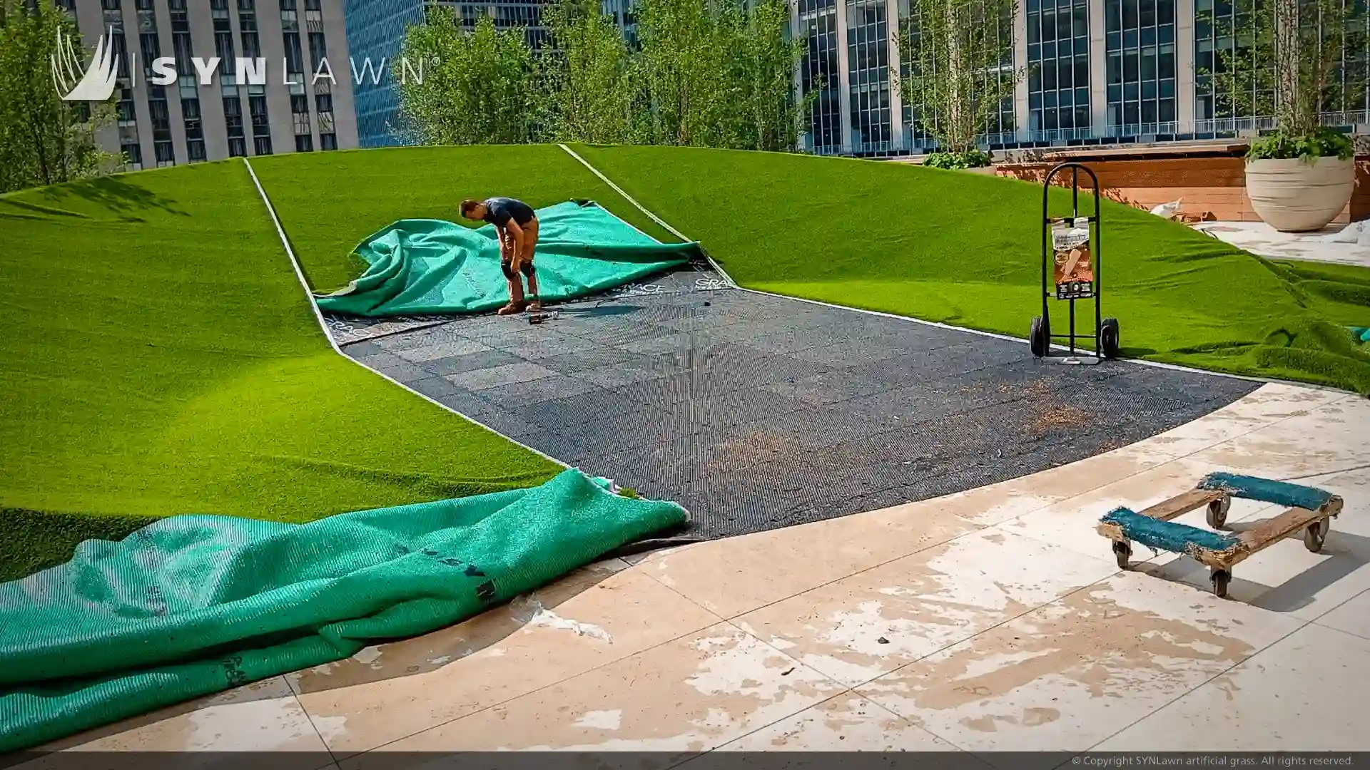 image of art deco design using synthetic turf at 50 Rockefeller Center New York City