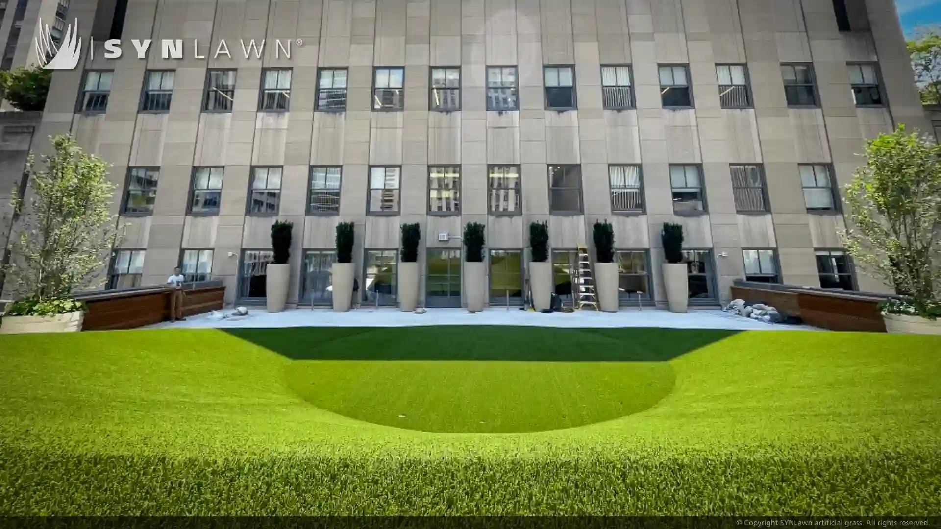image of art deco design using synthetic turf at 50 Rockefeller Center New York City