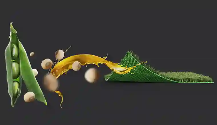 3-D rendering illustrating How soybeans are used to make SYNLawn artificial grass