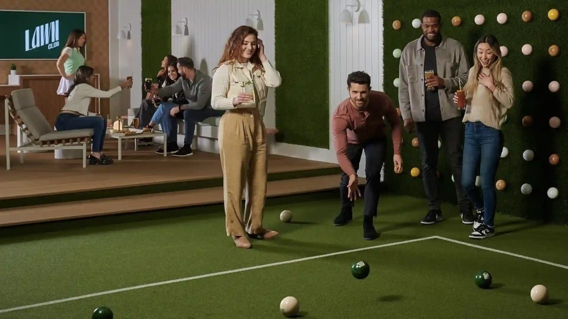 Indoor Lawn Club Space Transformed into a Green Oasis with Eco-Friendly Landscaping