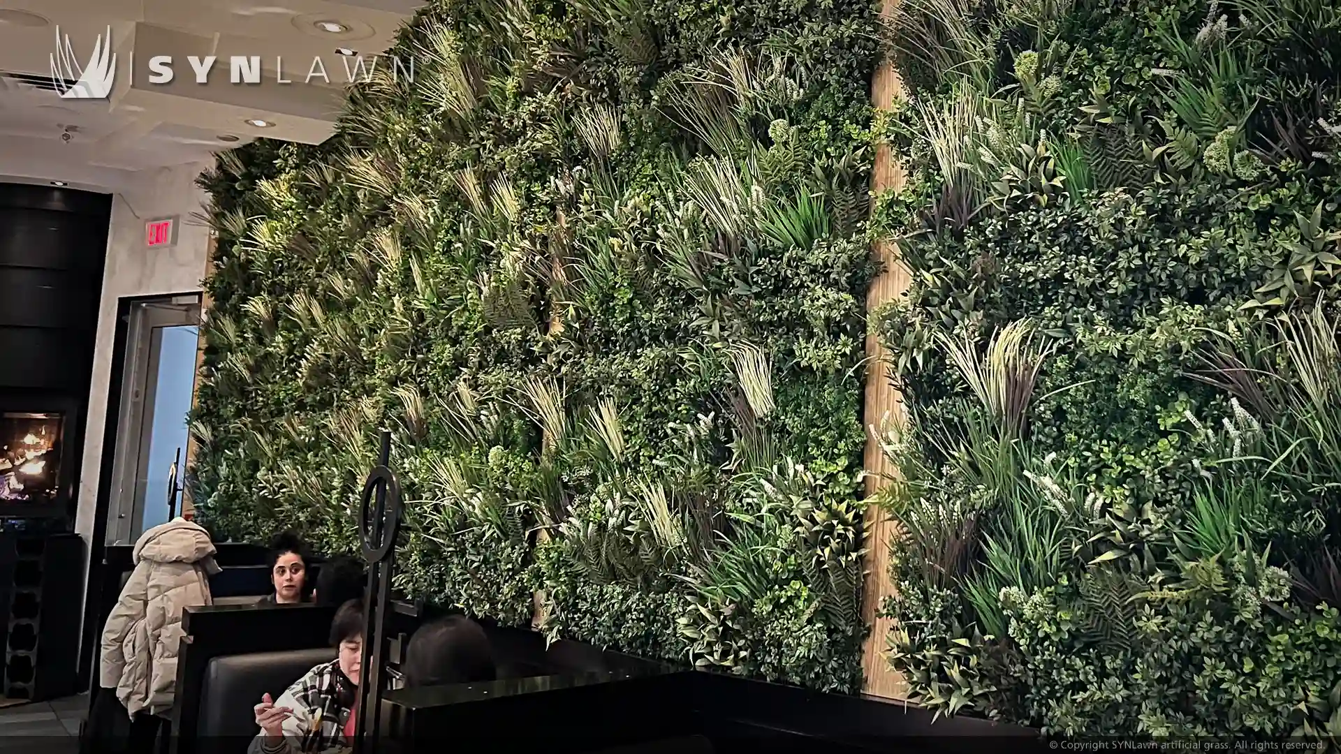 image of Calico Greens Tuscany Faux Wall Panels at Moxies Casual Dining Restaurant in Toronto Canada